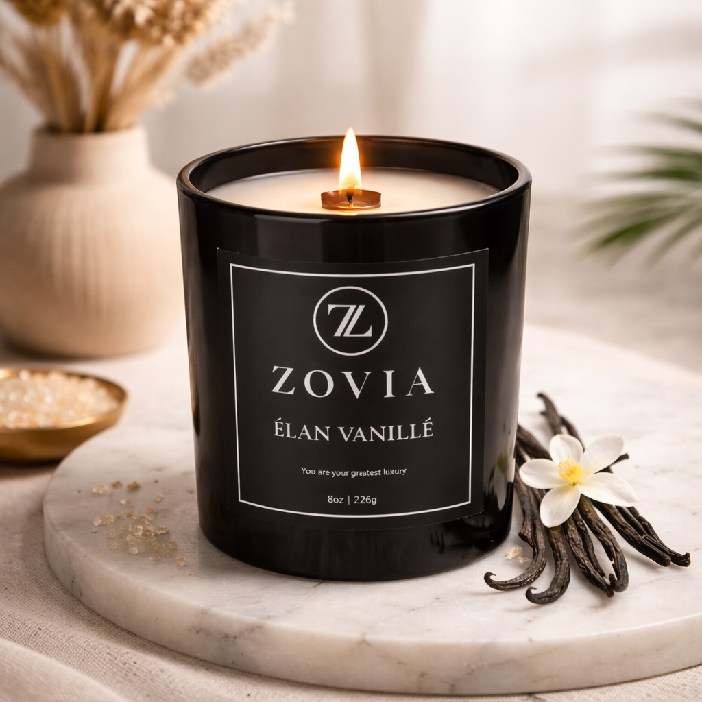 Élan Vanillé | Bourbon Vanilla & Tonka Bean Wood Wick Candle | 8oz Luxury Coconut Soy Candle