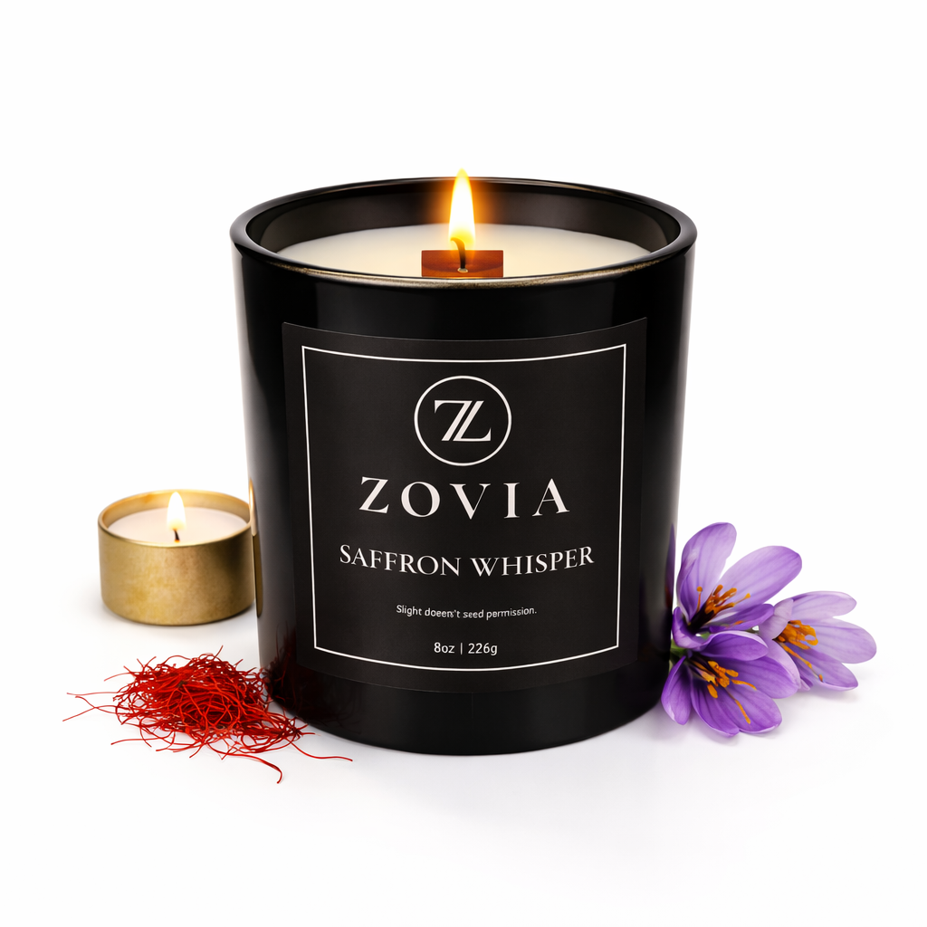 Saffron Whisper | Exotic Jasmine, Cedar & Amberwood Wood Wick Candle | Coconut Soy Wax