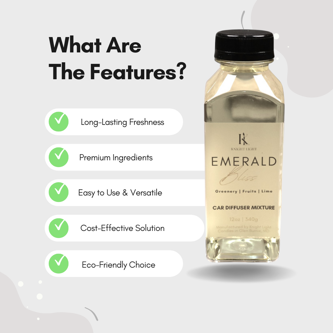Emerald Bliss Car Diffuser Refill 12oz – Long-Lasting Citrus Freshener