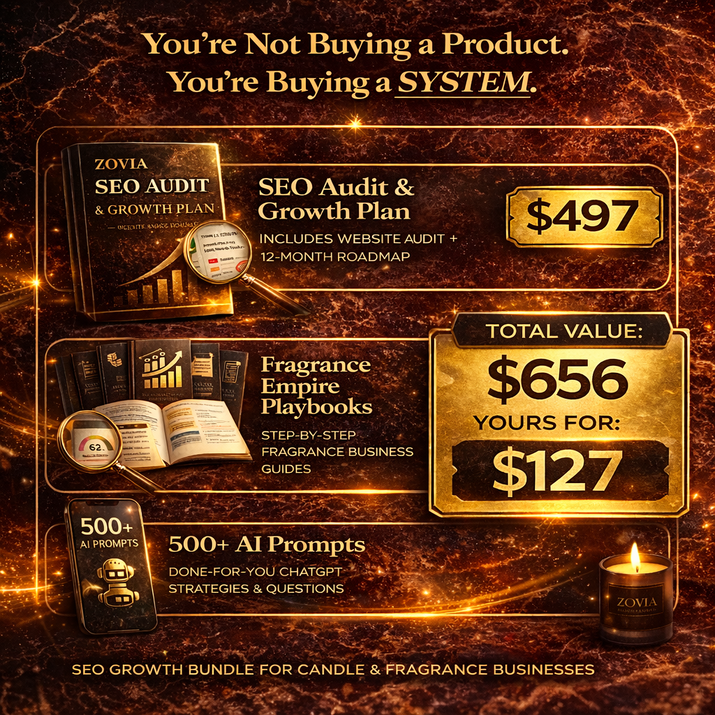 The Complete Fragrance Business Growth Bundle — SEO Audit + Fragrance Empire Playbooks + 500 AI Prompts