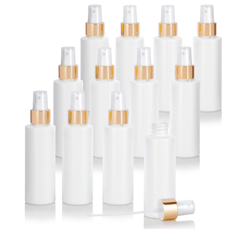 7oz / 200ml White Spray Bottles with Gold Mist Pump – 12 Pack for Makers & Small Businesses