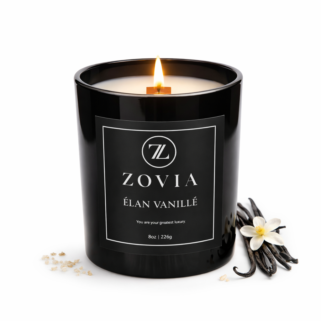 Élan Vanillé | Bourbon Vanilla & Tonka Bean Wood Wick Candle | 8oz Luxury Coconut Soy Candle