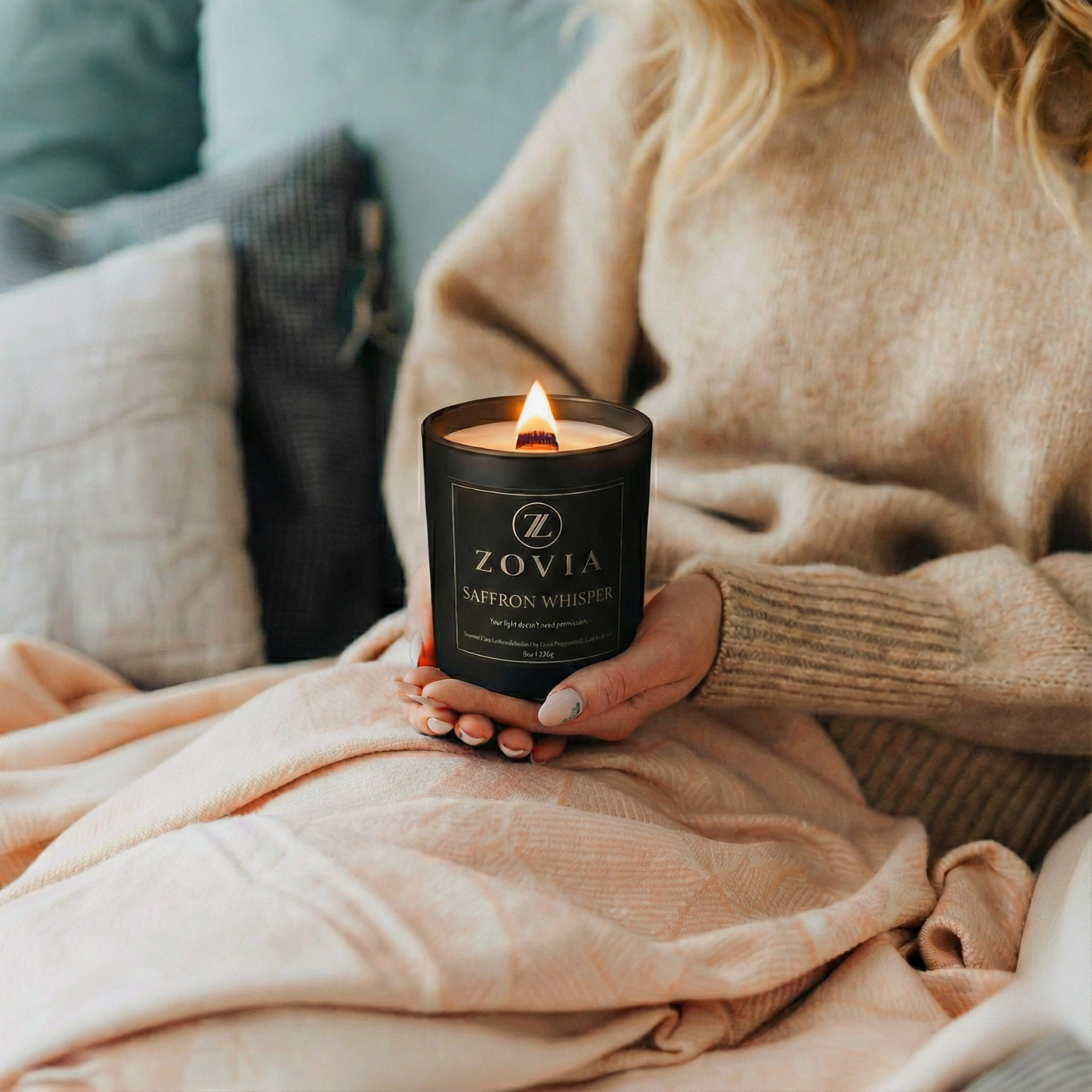 Saffron Whisper exotic jasmine cedar and amberwood luxury coconut soy wood wick candle